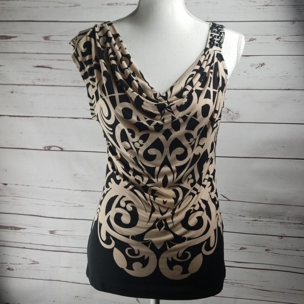 Printed Black and Tan New York & Co top size Small